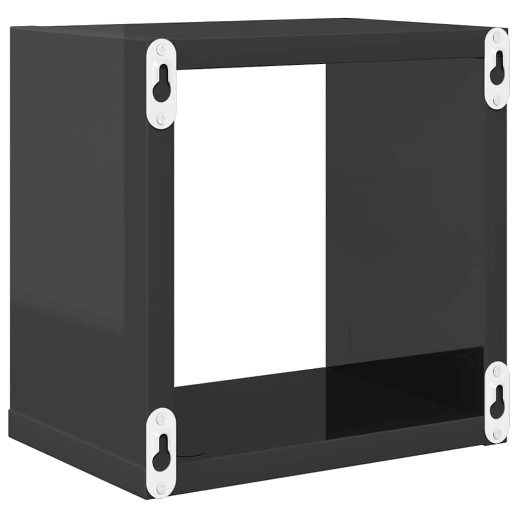Wall Cube Shelves 4 pcs High Gloss Grey 22x15x22 cm