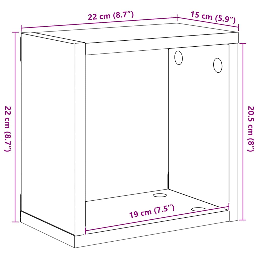 Wall Cube Shelves 4 pcs High Gloss Grey 22x15x22 cm