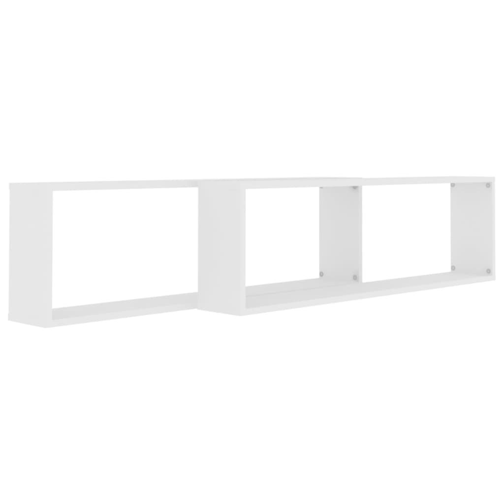 Wall Cube Shelves 2 pcs White 100x15x30 cm Engineered Wood