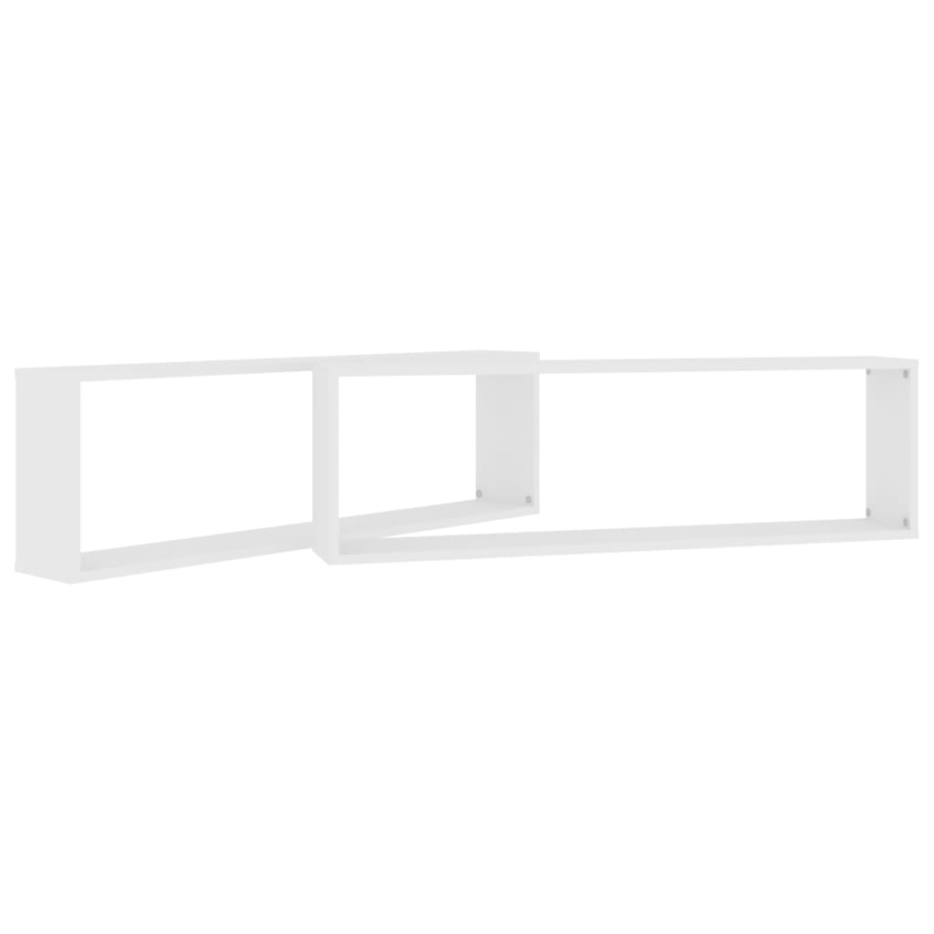 Wall Cube Shelves 2 pcs White 100x15x30 cm Engineered Wood