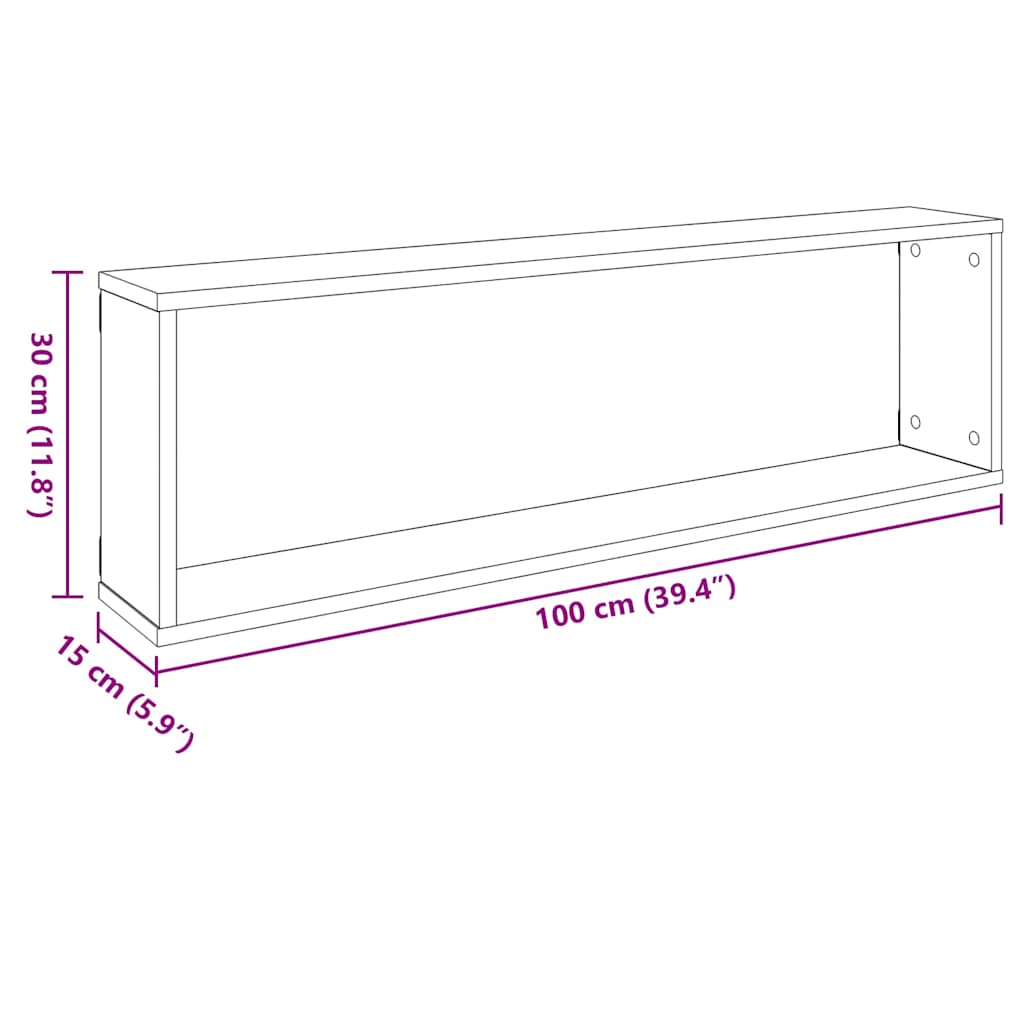 Wall Cube Shelves 4 pcs White 100x15x30 cm Engineered Wood
