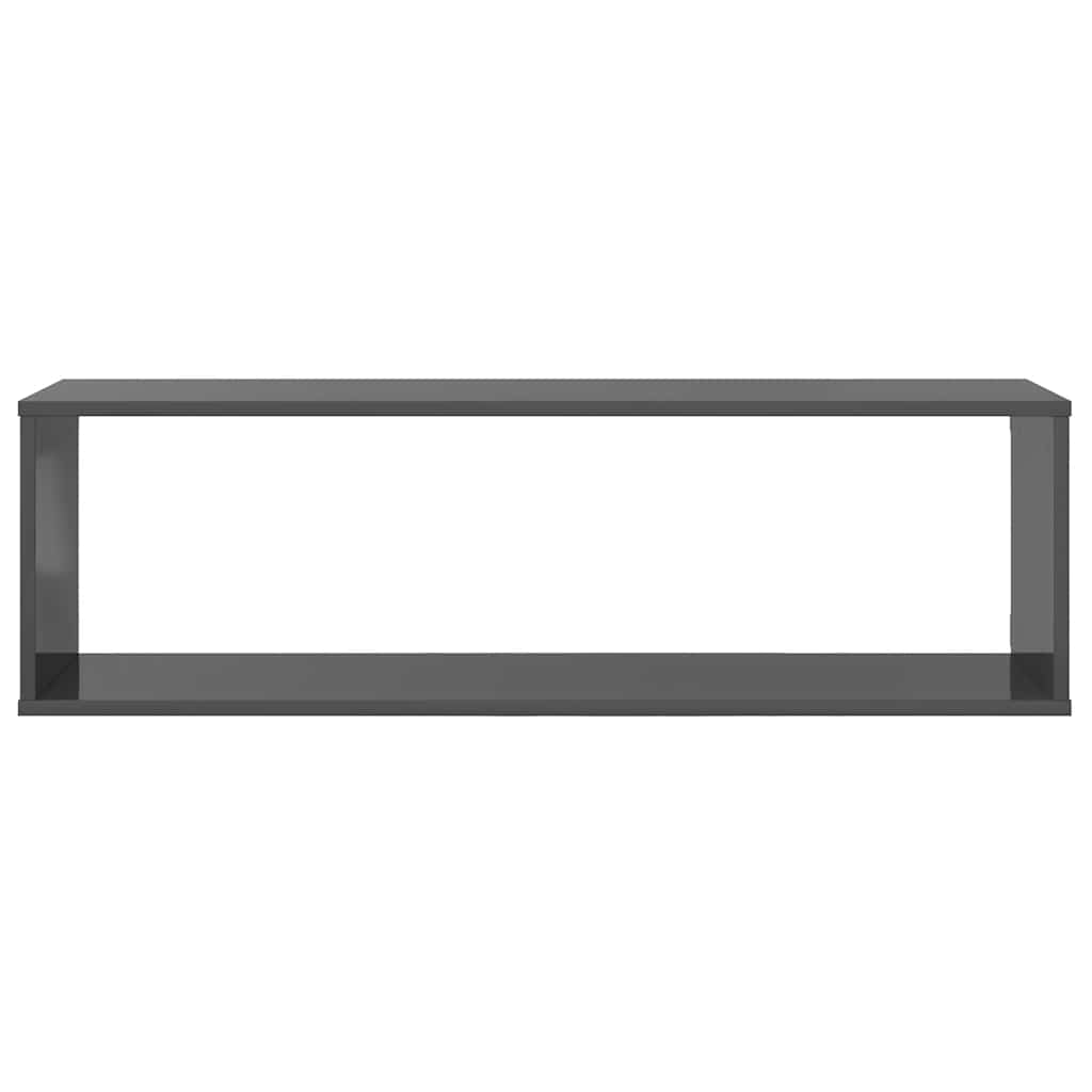 Wall Cube Shelves 4 pcs High Gloss Grey 100x15x30 cm Engineered Wood
