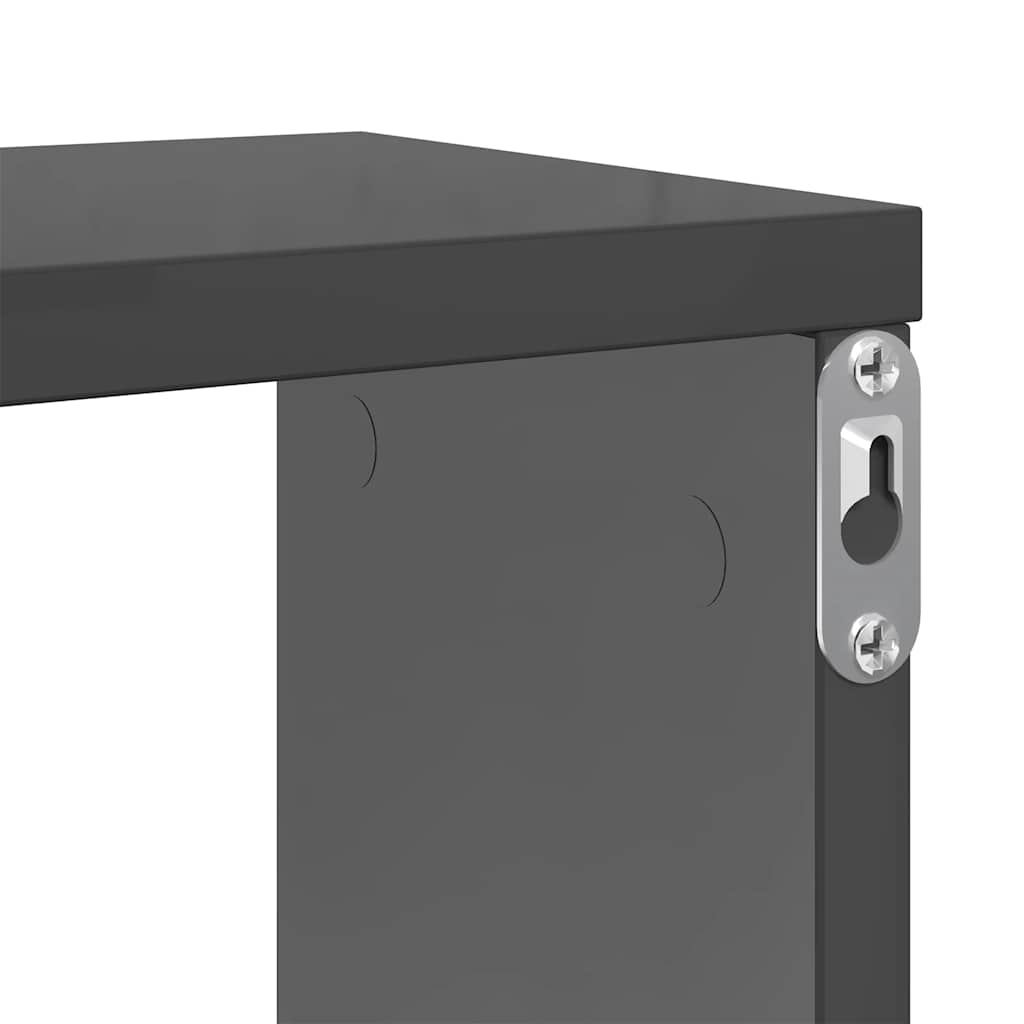 Wall Cube Shelves 4 pcs High Gloss Grey 100x15x30 cm Engineered Wood