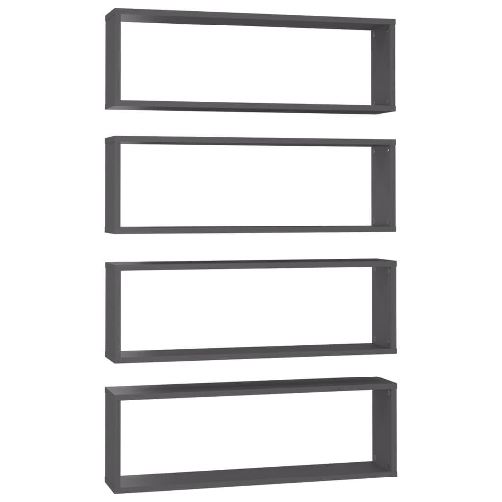 Wall Cube Shelves 4 pcs Grey 80x15x26.5 cm Engineered Wood