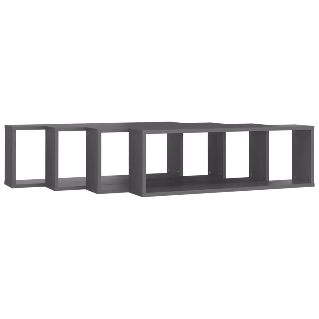Wall Cube Shelves 4 pcs Grey 80x15x26.5 cm Engineered Wood