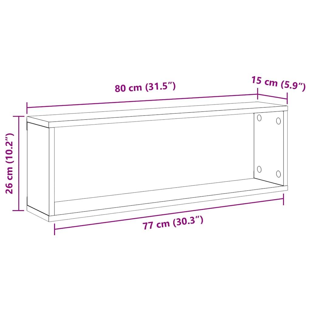 Wall Cube Shelves 6 pcs Concrete Grey 80x15x26.5 cm Engineered Wood