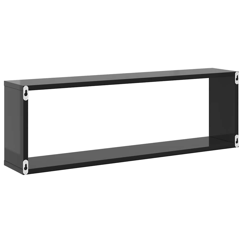 Wall Cube Shelves 2 pcs High Gloss Grey 80x15x26.5 cm Engineered Wood