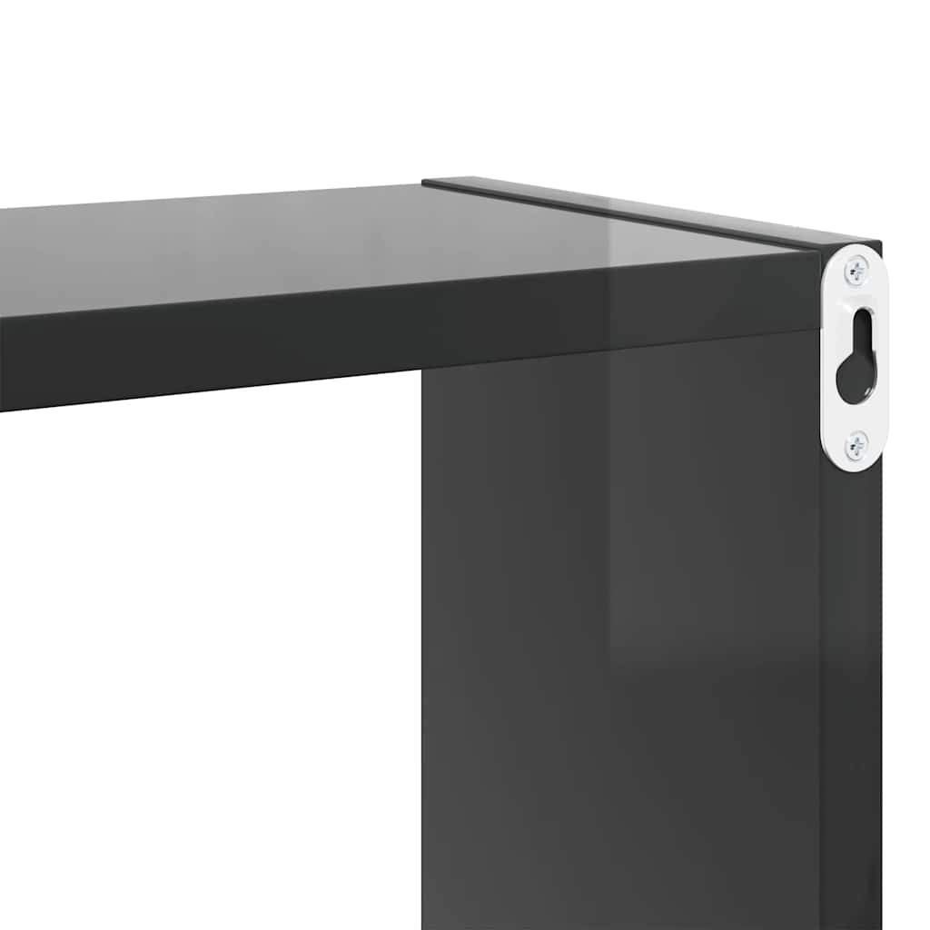 Wall Cube Shelves 2 pcs High Gloss Grey 80x15x26.5 cm Engineered Wood