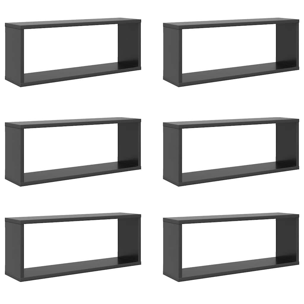 Wall Cube Shelves 6 pcs Grey 60x15x23 cm Engineered Wood