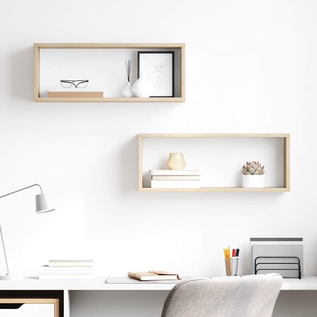 Wall Cube Shelves 2 pcs Sonoma Oak 60x15x23 cm Engineered Wood