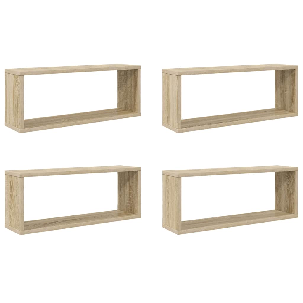 Wall Cube Shelves 4 pcs Sonoma Oak 60x15x23 cm Engineered Wood