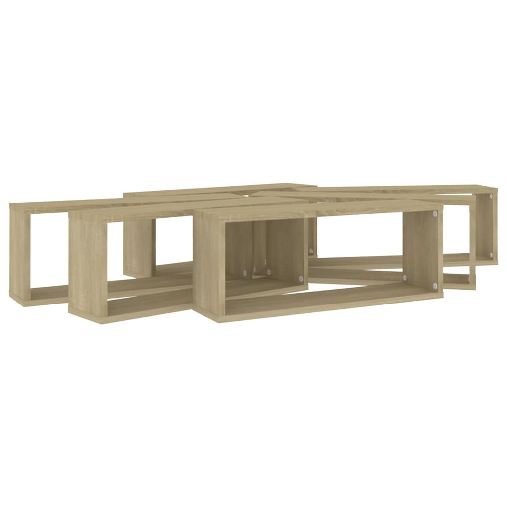 Wall Cube Shelves 6 pcs Sonoma Oak 60x15x23 cm Engineered Wood