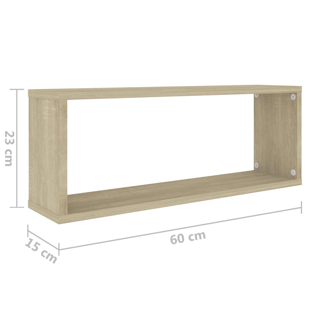 Wall Cube Shelves 6 pcs Sonoma Oak 60x15x23 cm Engineered Wood