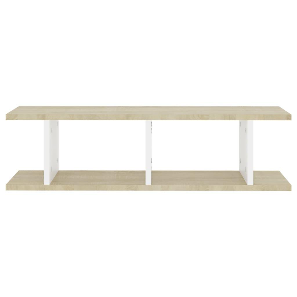 Wall Shelves 2 pcs White and Sonoma Oak 75x18x20 cm Engineered Wood