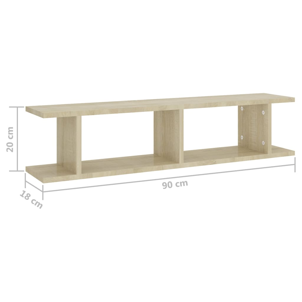 Wall Shelves 2 pcs Sonoma Oak 90x18x20 cm Engineered Wood