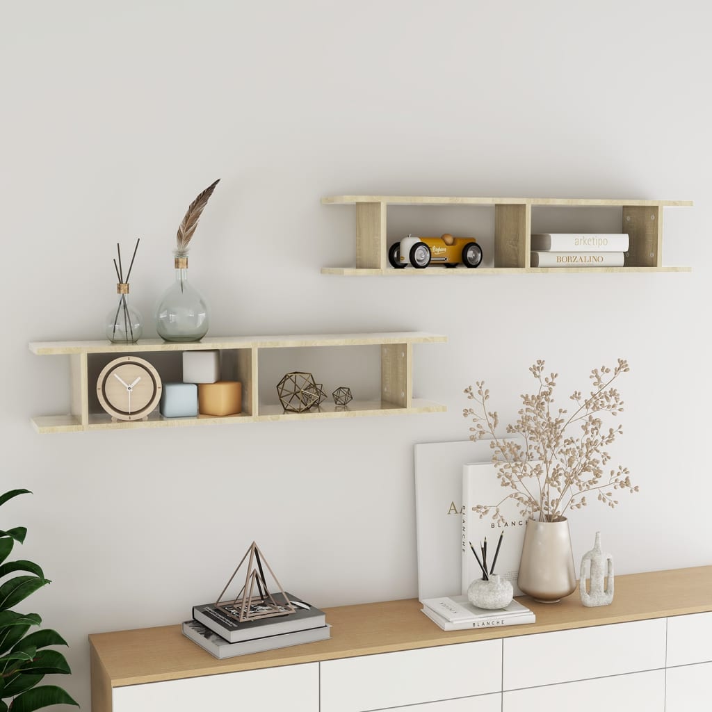 Wall Shelves 2 pcs Sonoma Oak 105x18x20 cm Engineered Wood