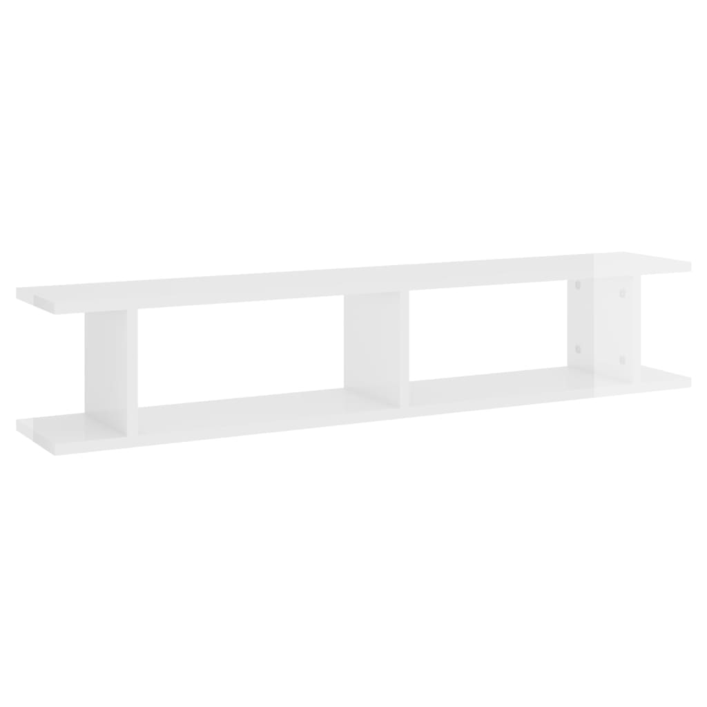 Wall Shelves 2 pcs High Gloss White 105x18x20cm Engineered Wood