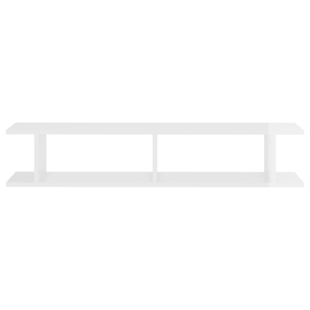 Wall Shelves 2 pcs High Gloss White 105x18x20cm Engineered Wood