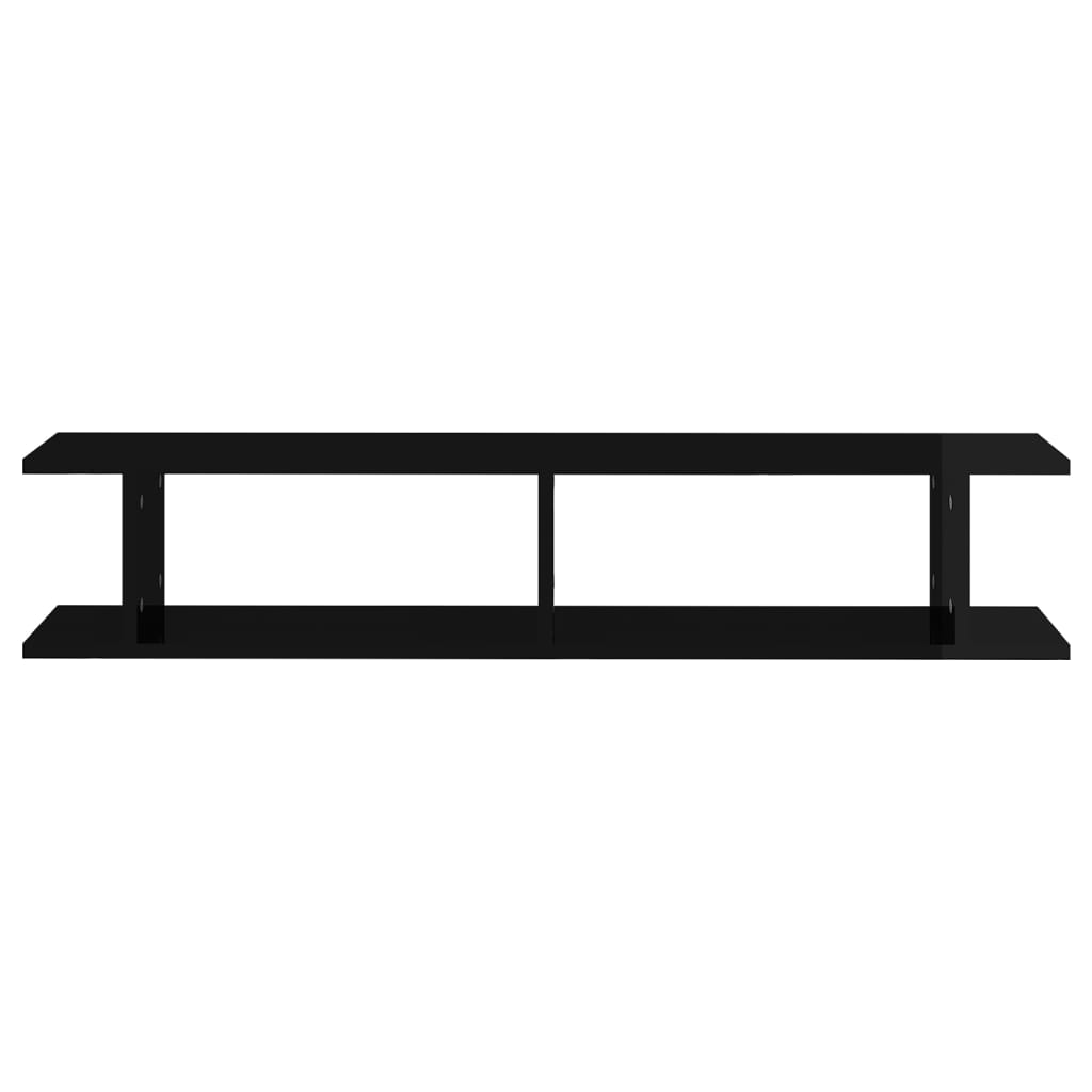 Wall Shelves 2 pcs High Gloss Black 105x18x20cm Engineered Wood