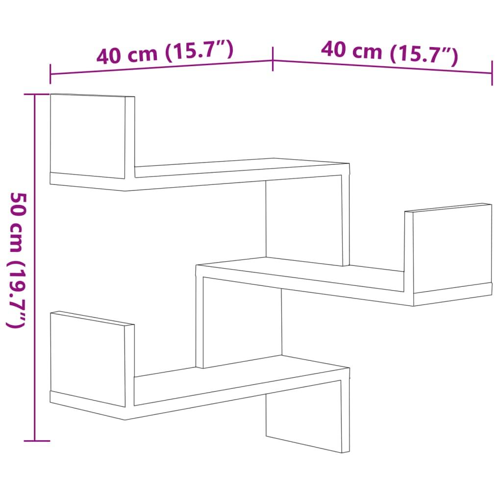 Wall Corner Shelves 2 pcs Concrete Grey 40x40x50 cm Engineered Wood