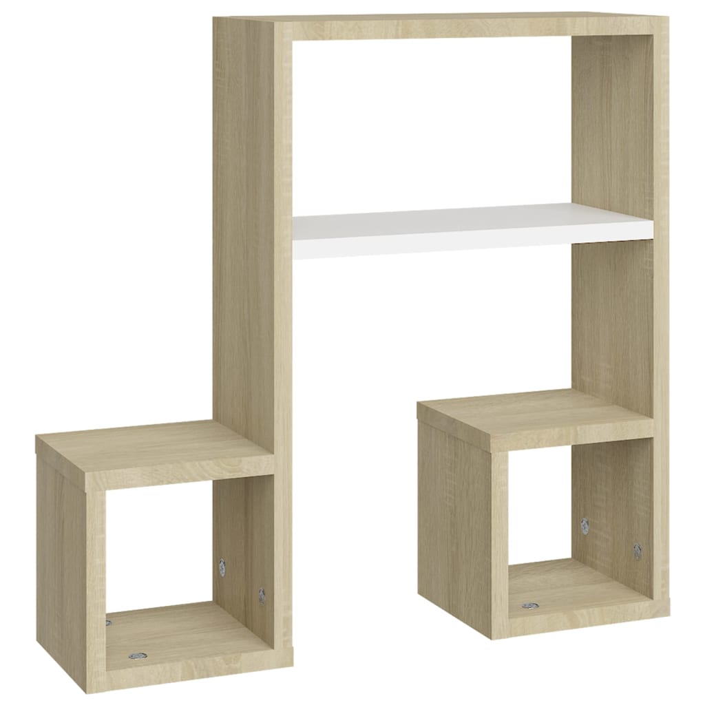 Wall Shelves 2 pcs White and Sonoma Oak 50x15x50 cm Engineered Wood