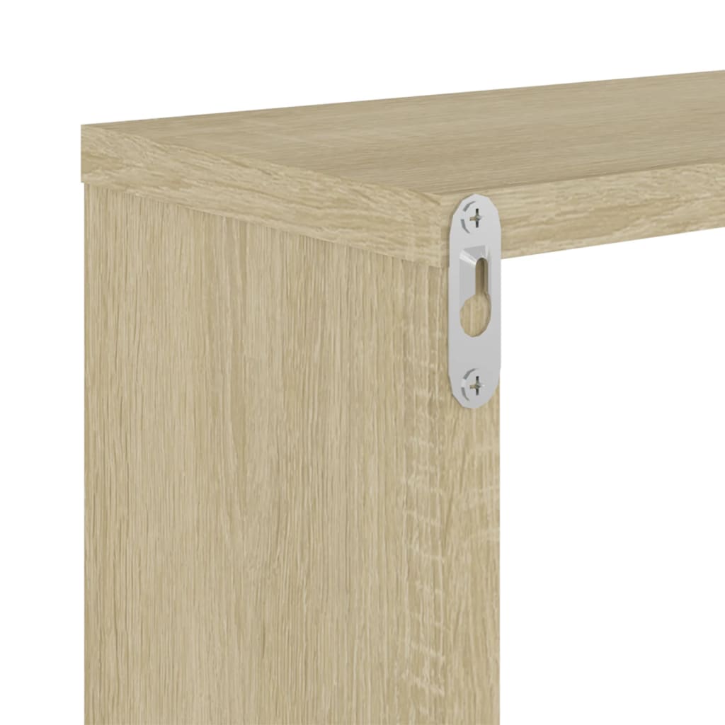 Wall Shelves 2 pcs White and Sonoma Oak 50x15x50 cm Engineered Wood