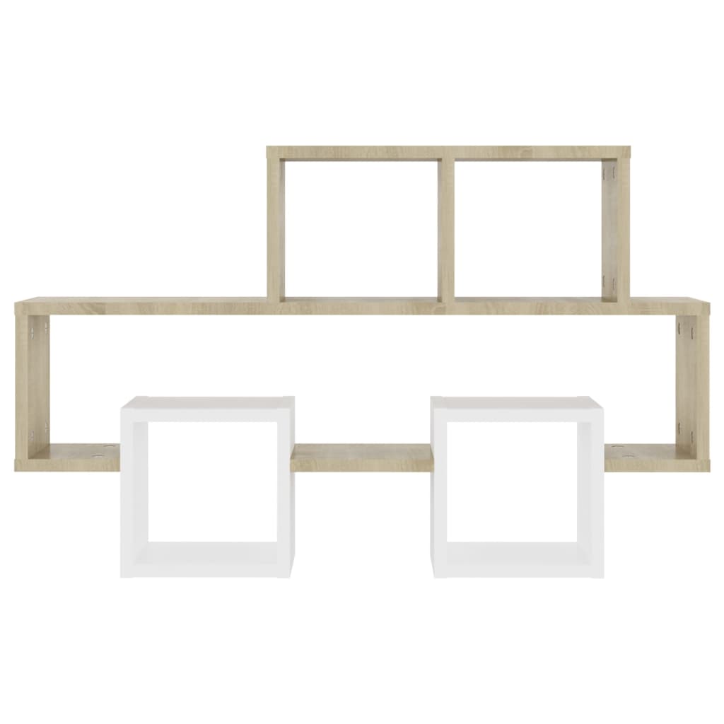 Car-shaped Wall Shelf White & Sonoma Oak 82x15x51 cm Engineered Wood