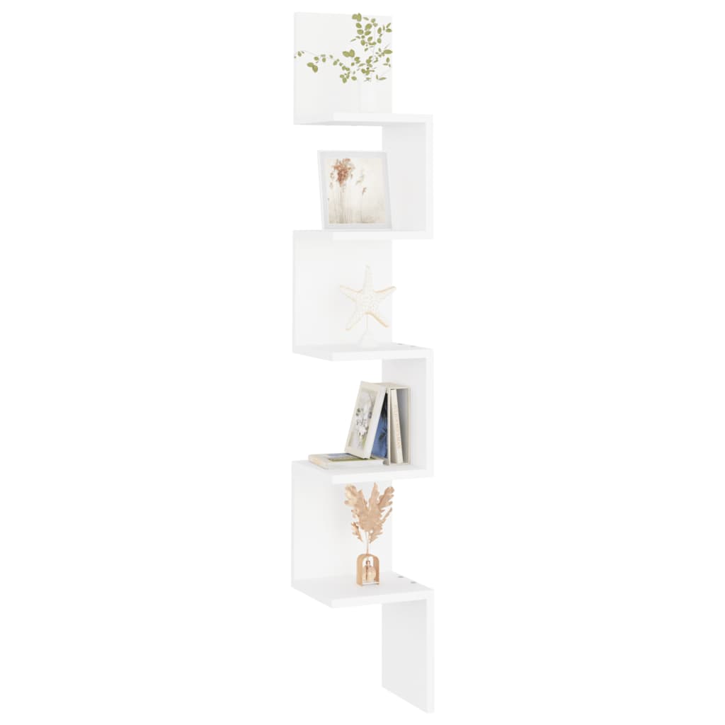 Wall Corner Shelf White 20x20x127.5 cm Engineered Wood