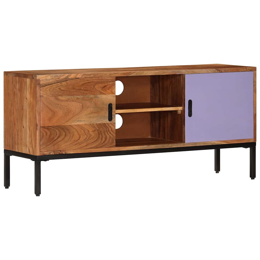 TV Cabinet Honey Brown and Grey 110x30x50 cm Solid Wood Acacia