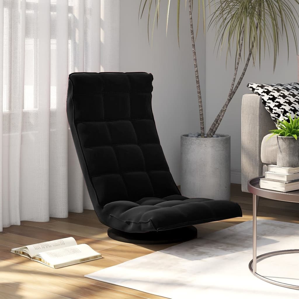 Swivel Floor Chair Black Velvet