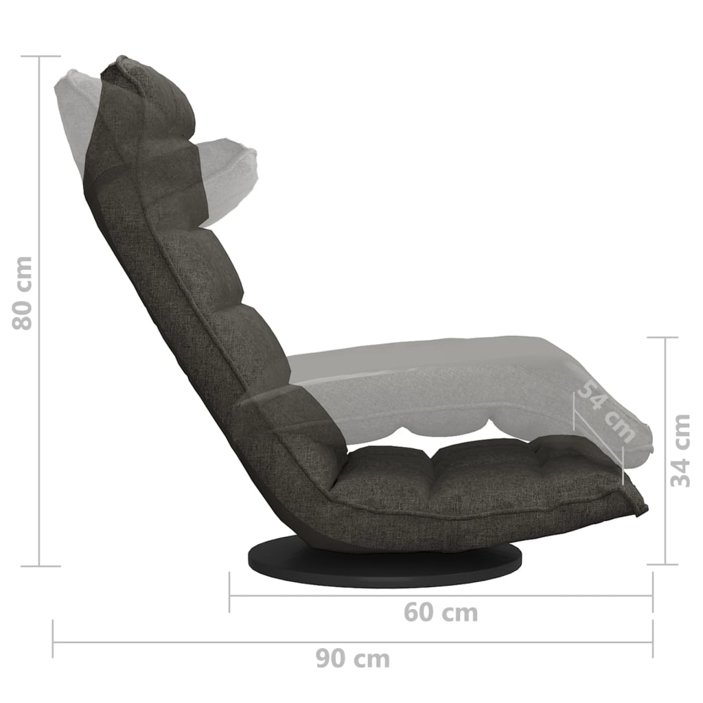 Swivel Floor Chair Dark Grey Fabric