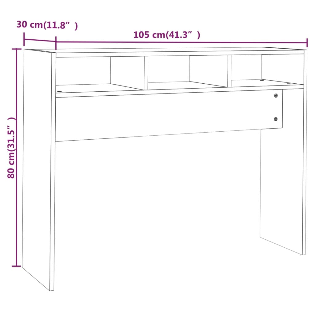 Console Table White 105x30x80 cm Engineered Wood