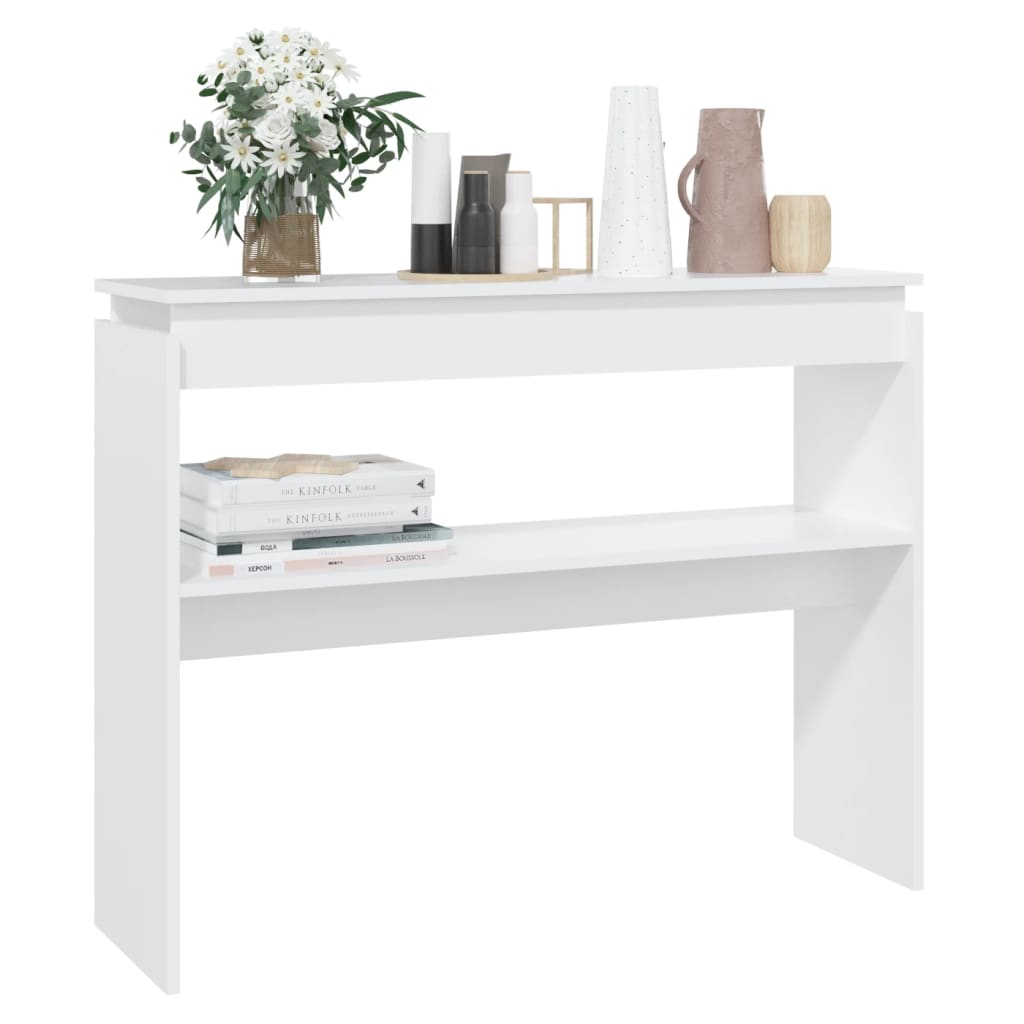 Console Table White 102x30x80 cm Engineered Wood