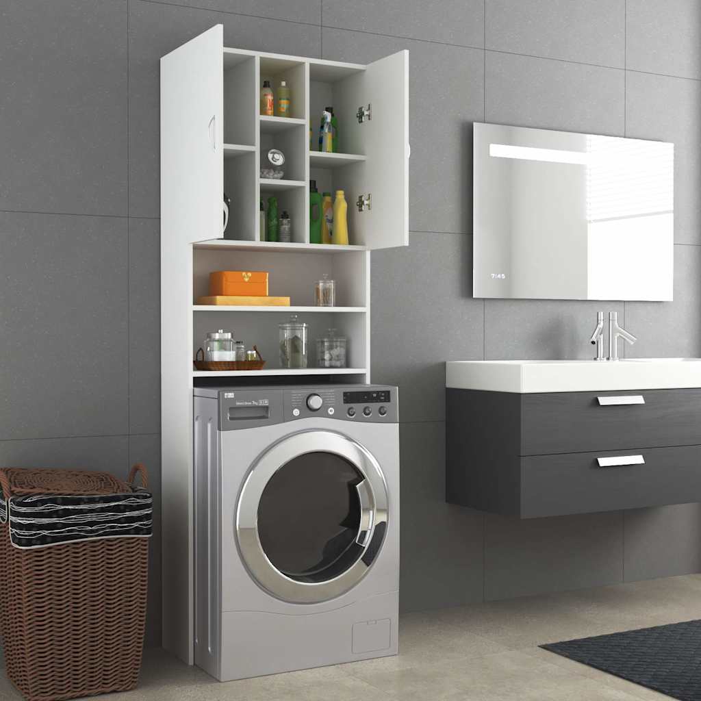 Washing Machine Cabinet White 64x25.5x190 cm