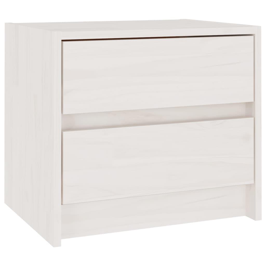 Bedside Cabinet White 40x30.5x35.5 cm Solid Pine Wood