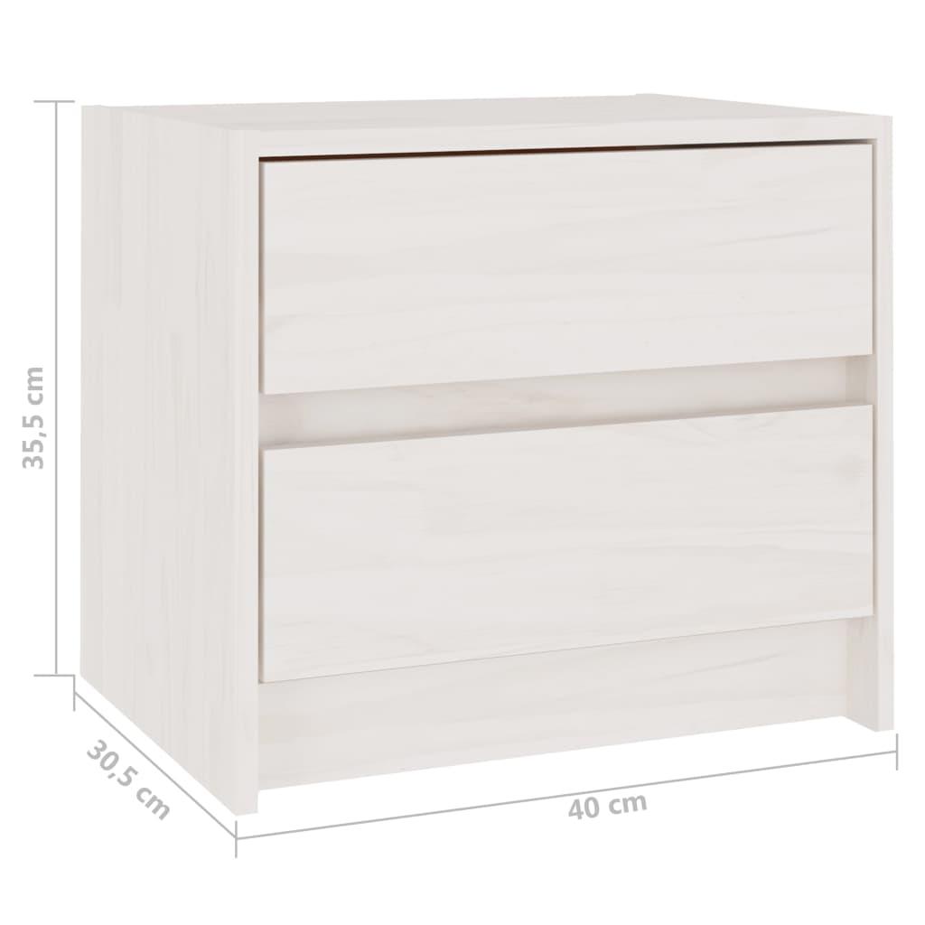 Bedside Cabinet White 40x30.5x35.5 cm Solid Pine Wood