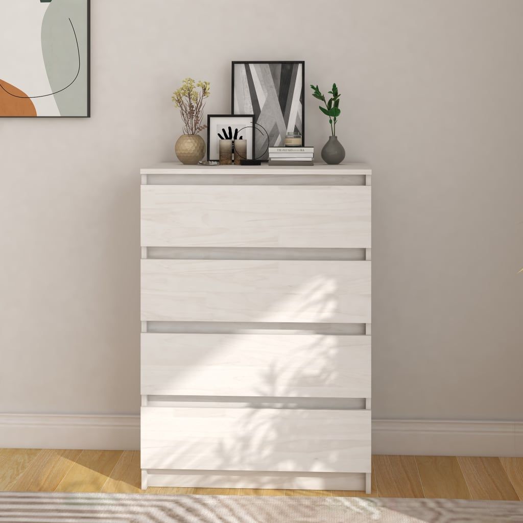 Side Cabinet White 60x36x84 cm Solid Pinewood