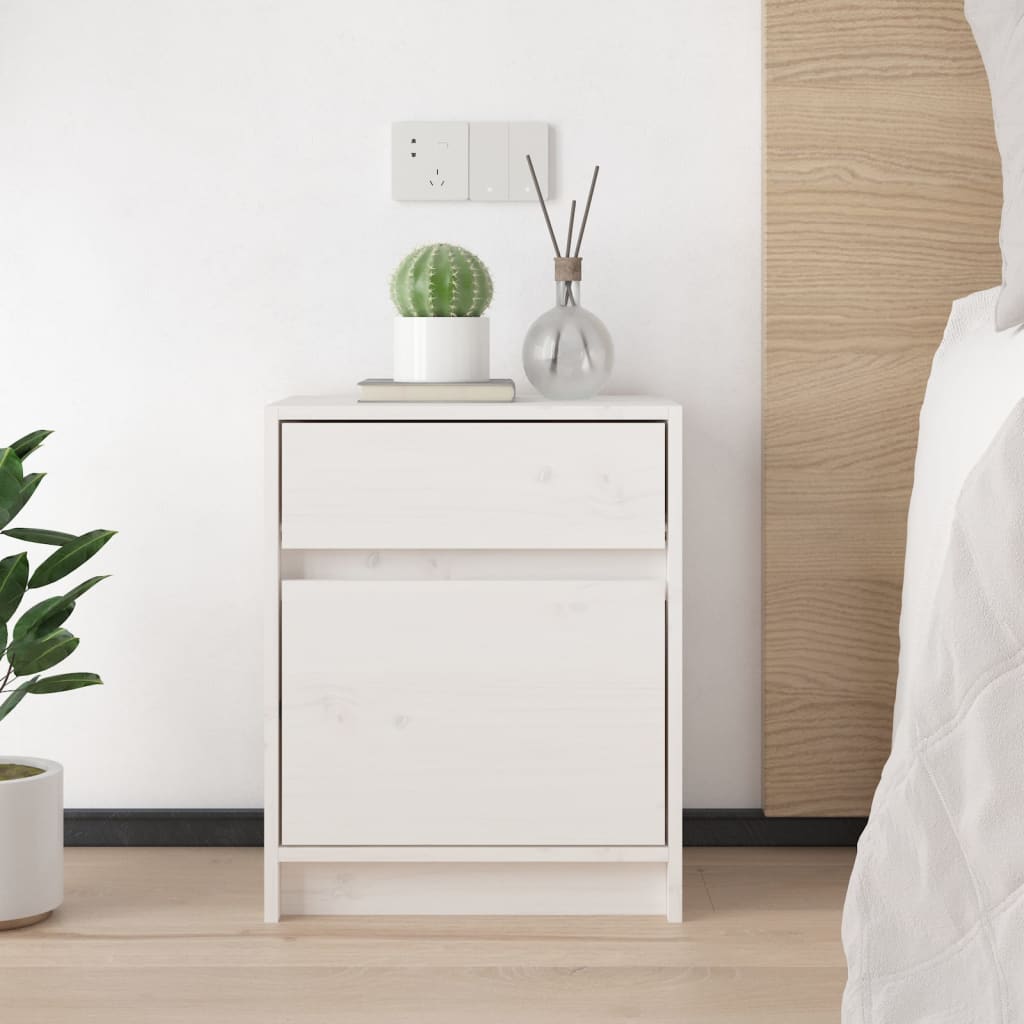 Bedside Cabinet White 40x31x50 cm Solid Pinewood