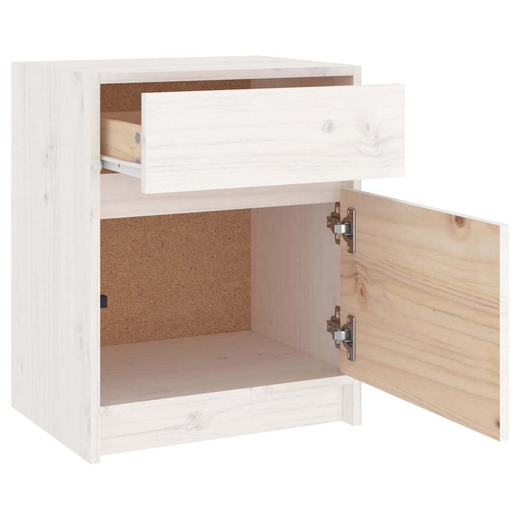 Bedside Cabinet White 40x31x50 cm Solid Pinewood