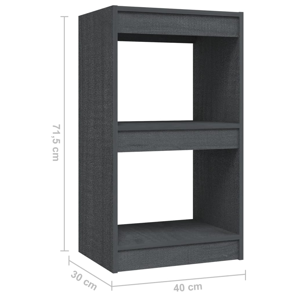 Book Cabinet Grey 40x30x71.5 cm Solid Pinewood