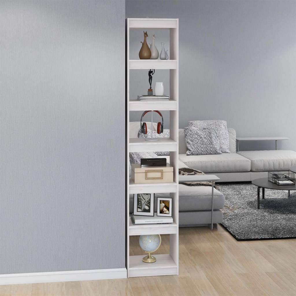 Book Cabinet/Room Divider White 40x30x199 cm Solid Pinewood