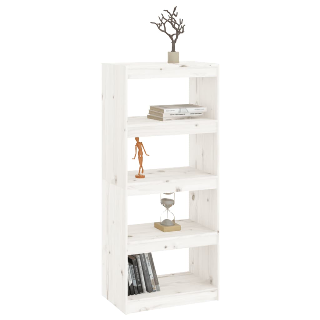 Book Cabinet/Room Divider White 60x30x135.5 cm Solid Wood Pine