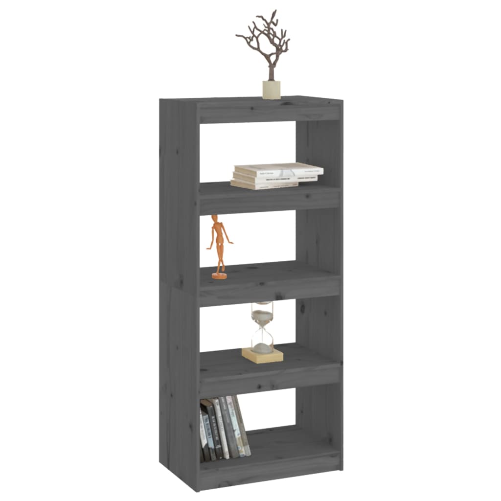 Book Cabinet/Room Divider Grey 60x30x135.5 cm Solid Wood Pine