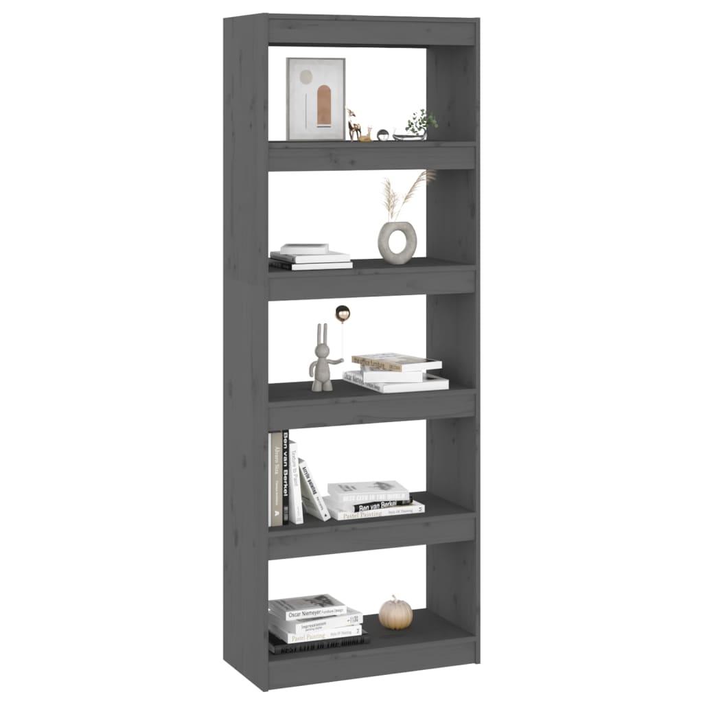 Book Cabinet/Room Divider Grey 60x30x167.5 cm Solid Wood Pine