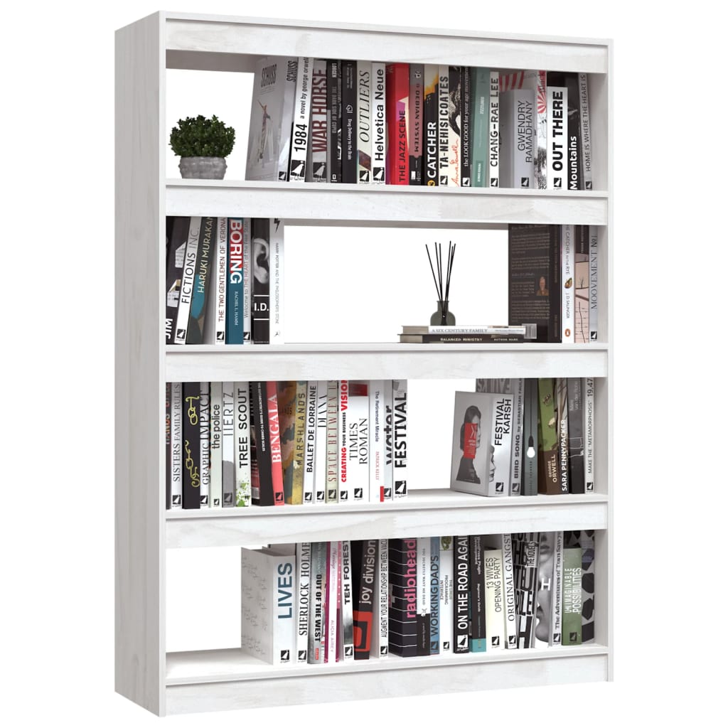 Book Cabinet/Room Divider White 100x30x135.5 cm Solid Pinewood