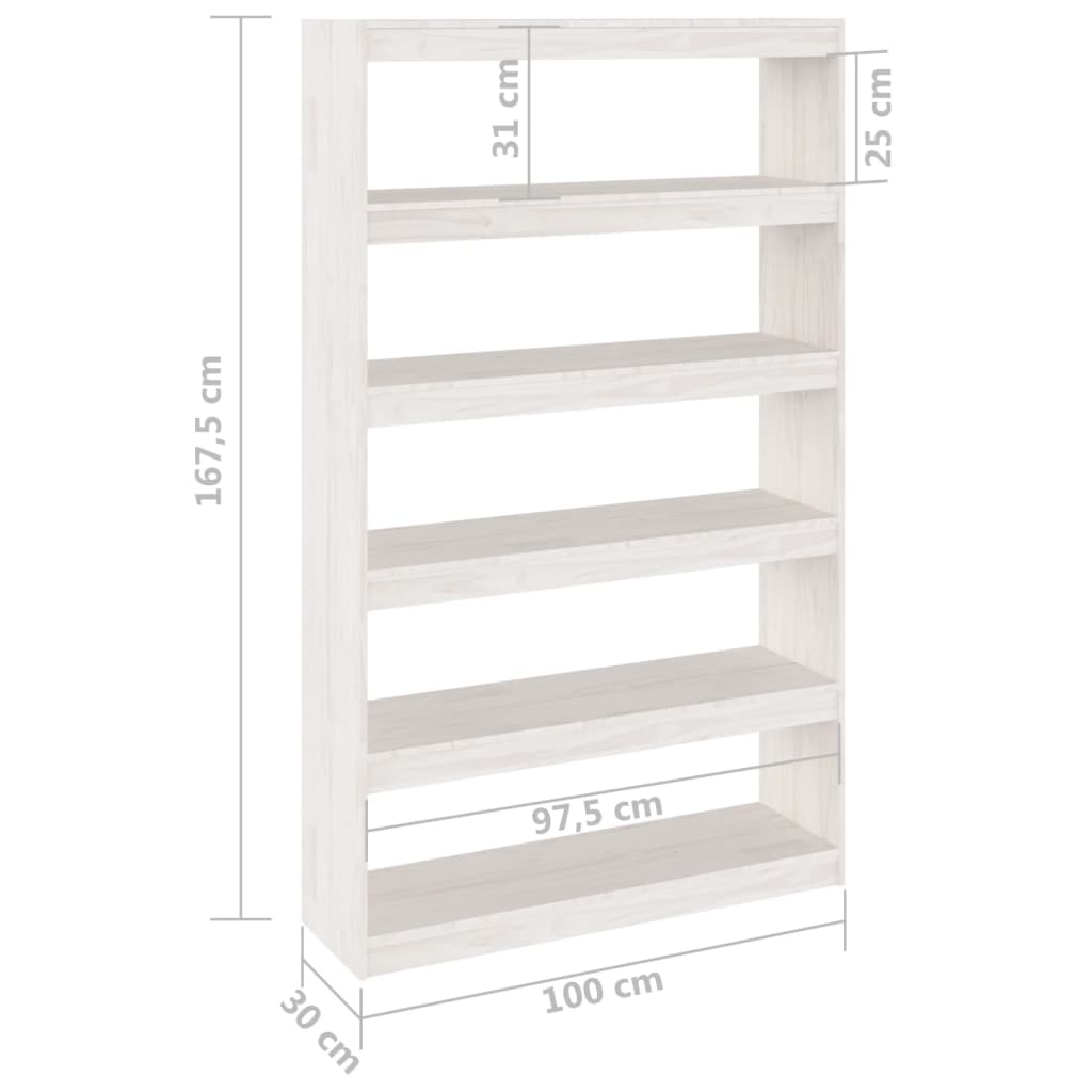 Book Cabinet/Room Divider White 100x30x167.5 cm Solid Pinewood