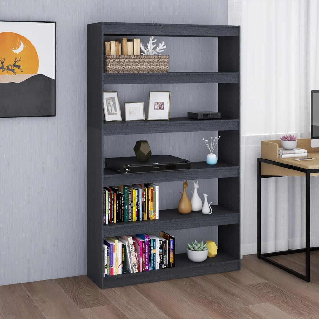 Book Cabinet/Room Divider Grey 100x30x167.5 cm Solid Pinewood