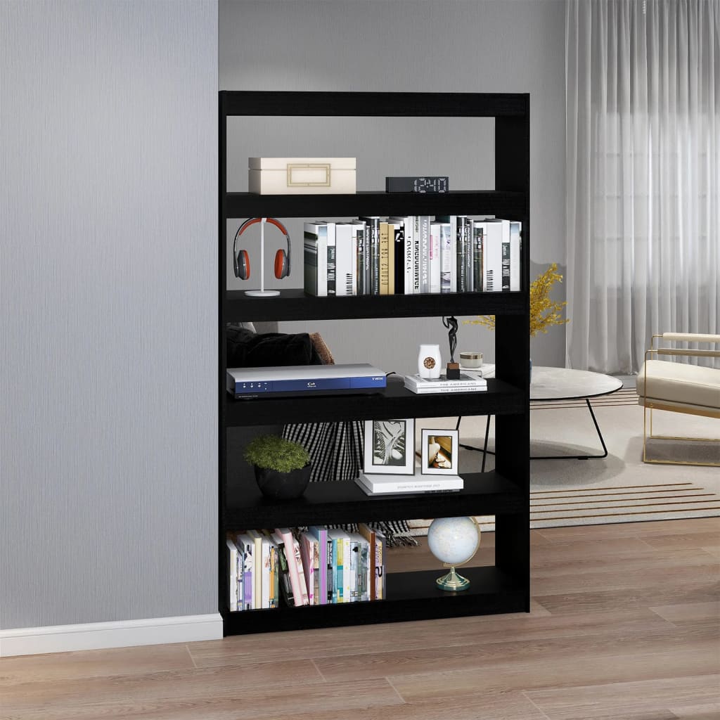 Book Cabinet/Room Divider Black 100x30x167.5 cm Solid Pinewood