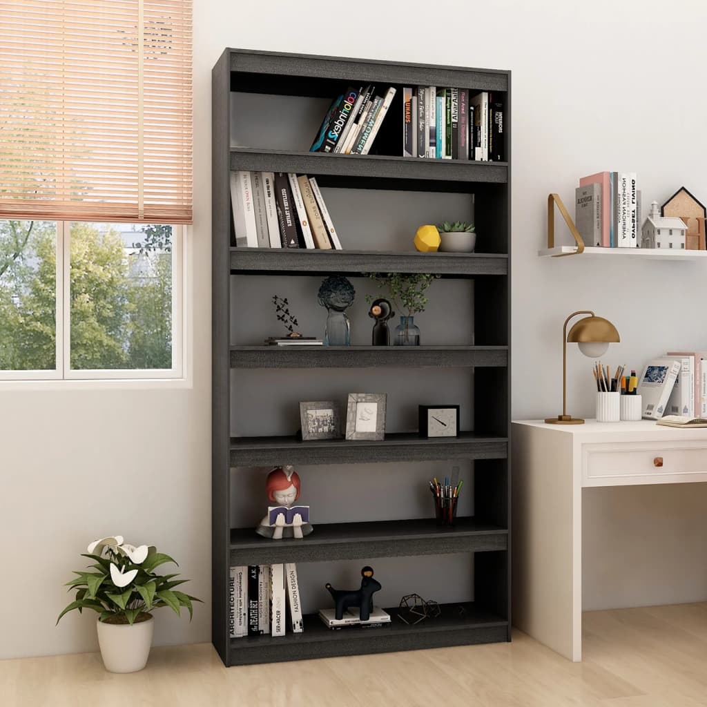 Book Cabinet/Room Divider Grey 100x30x200 cm Solid Pinewood