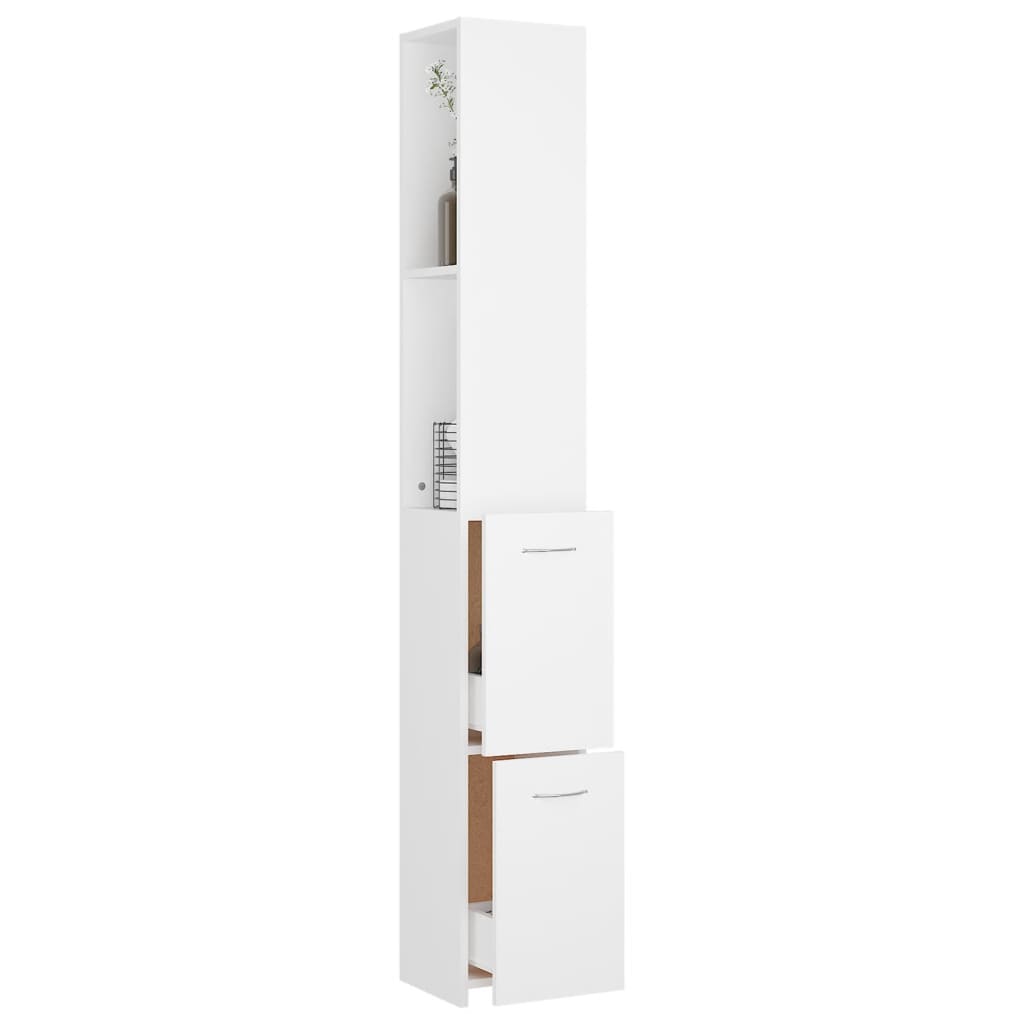 Bathroom Cabinet White 25x26.5x170 cm Engineered Wood